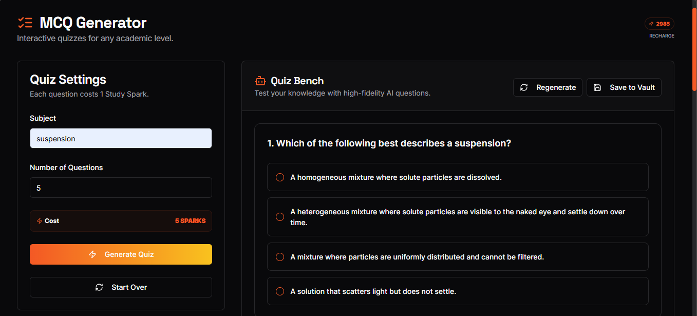 Adaptive AI MCQ Interface for JEE and NEET students